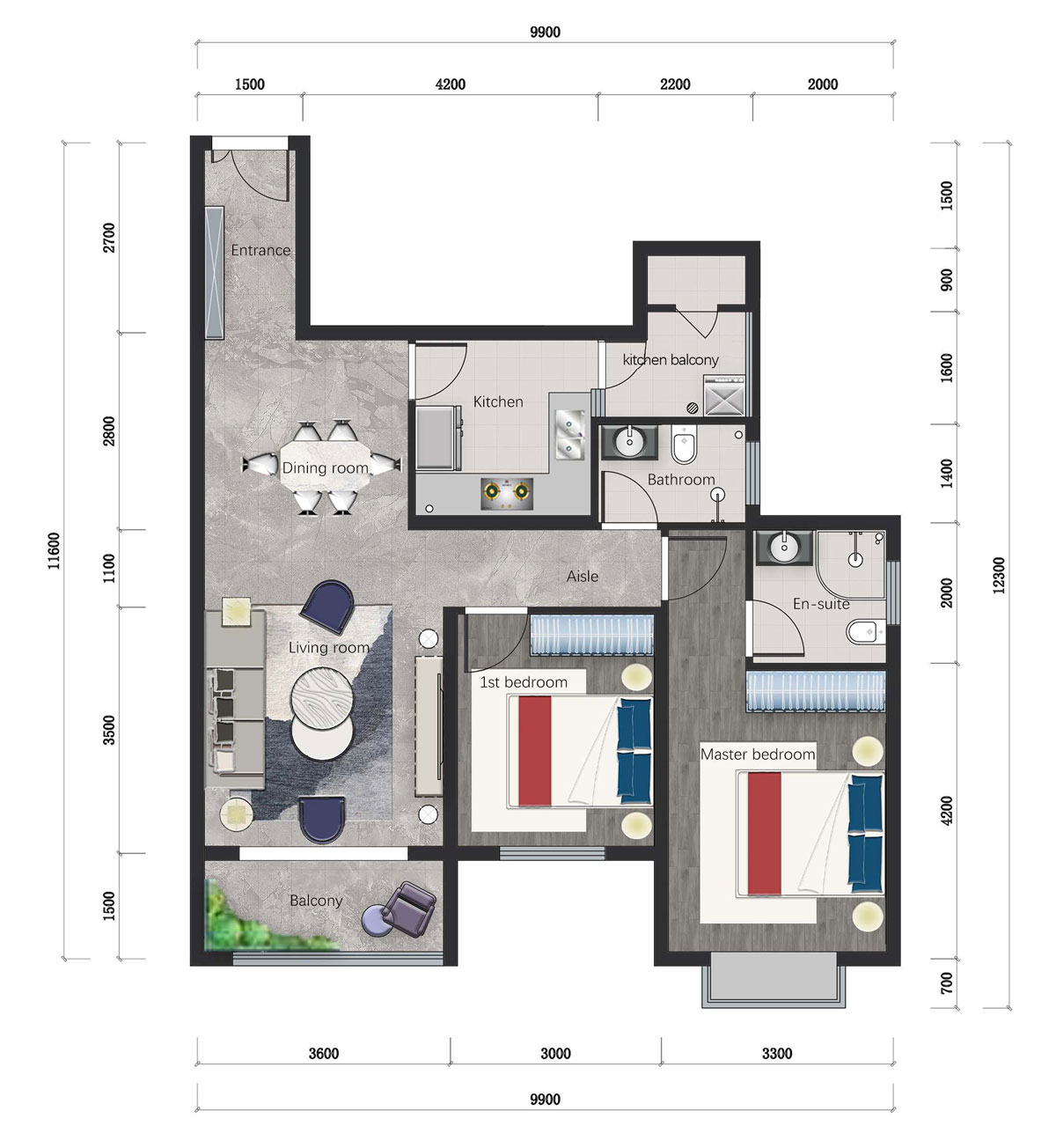 D1(2Bedroom+2Washroom)