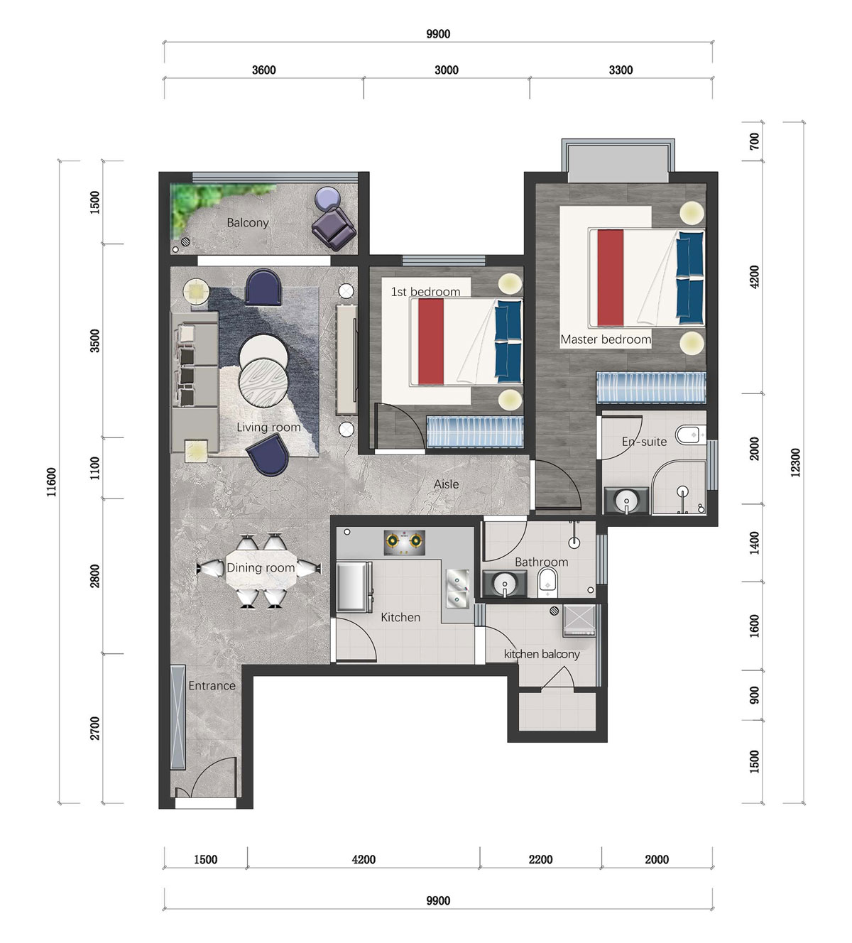 D2 95.46sqm 2bed +2 baths